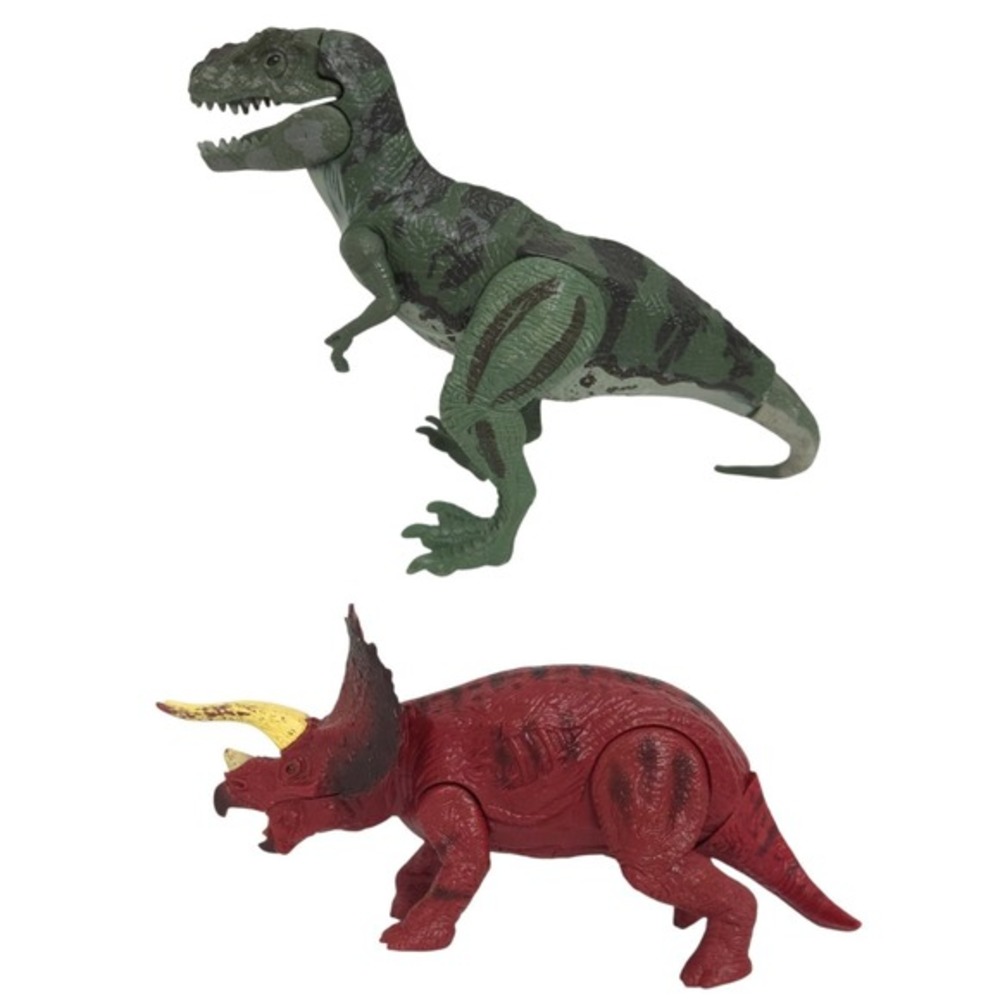 Kid Galaxy Light Sound T-Rex & Triceratops Dinosaur Toy Action Figure (Set of 2)